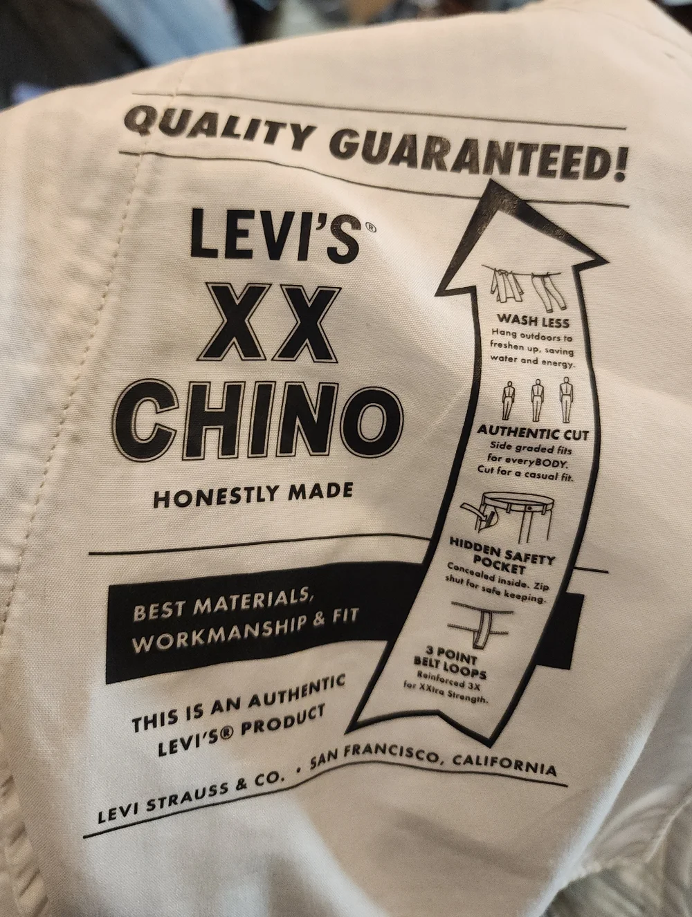 NWT Levi's 100% Cotton Seersucker Grey Stripe Chino‎ Authentic 6